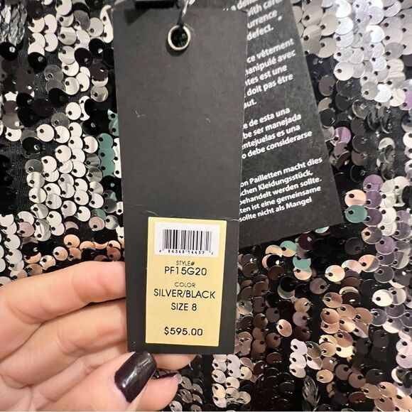 NWT Rachel‎ Zoe black and silver sequin maxi dress size 8 with front slit - Picture 14 of 15